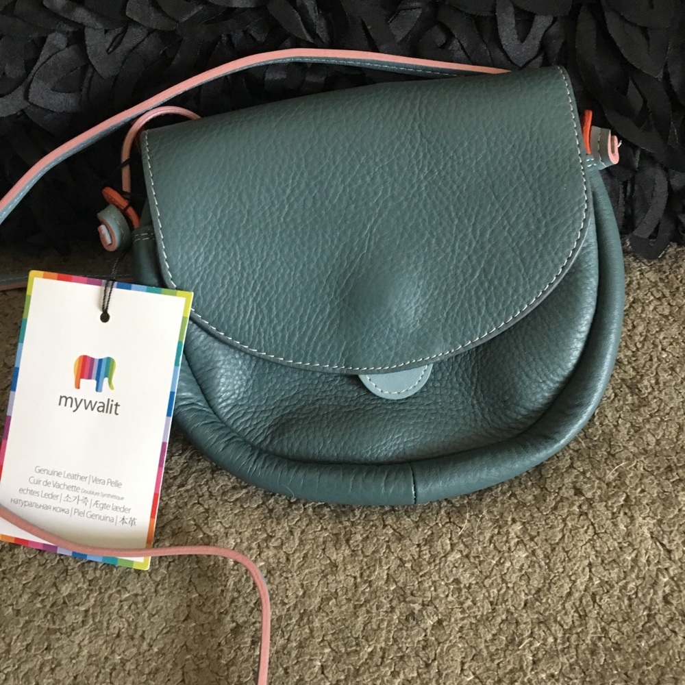 My Walit steel blue leather crossbody WHOLESALE